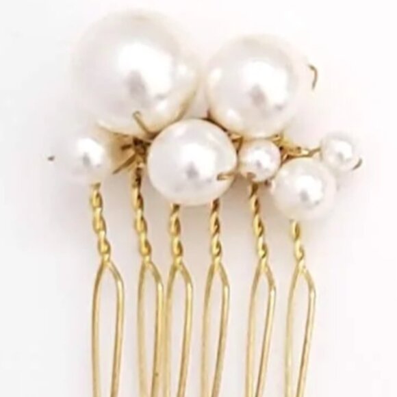 [SOLD] Twigs & Honey Pearl Bubbles Hair Combs and Pins, Set of 5 - Picture 7 of 7